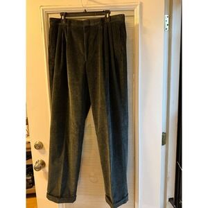 Corbin OTC Corduroy Trousers Mens 36 Green Pleated Cuffed Vintage Pants